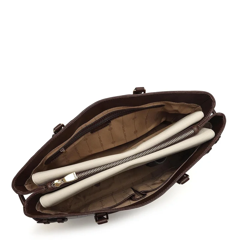 Da Milano Walnut Medium Croco Leather Tote - Walnut for Women | Best Price UAE